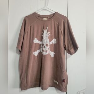 Mad Gringo Men's Brown Graphic Crewneck T-Shirt with Skull & Pineapple Print